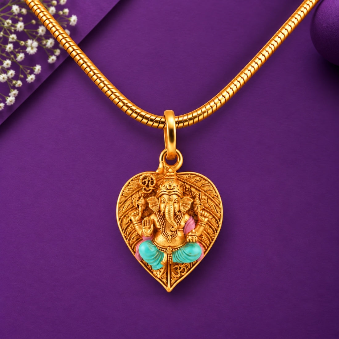 The Peepal Ganesha 925 Silver Gold Plated Pendant