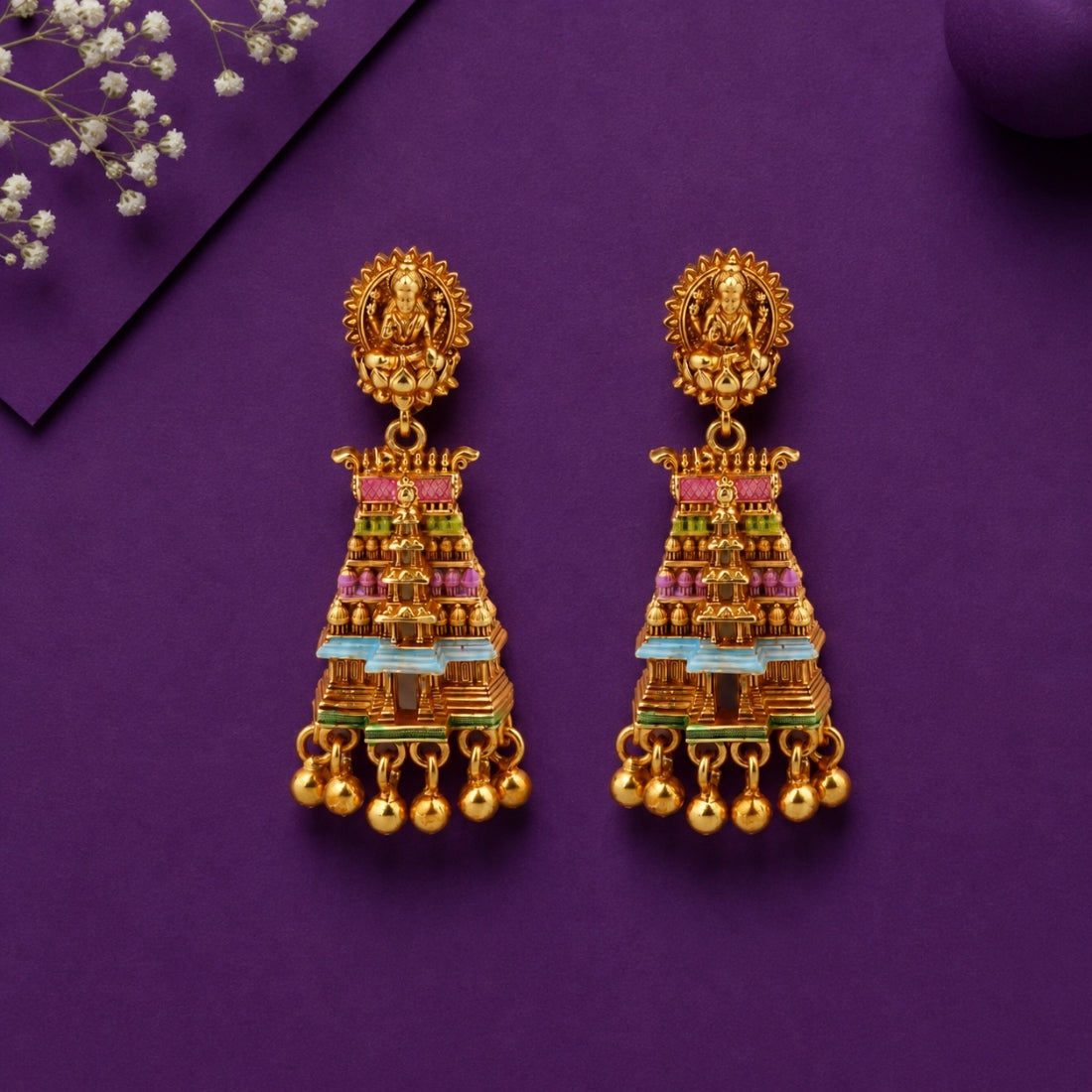 The Gopuram Heritage Temple Jhumkas (Gold-Plated 925 Sterling Silver)