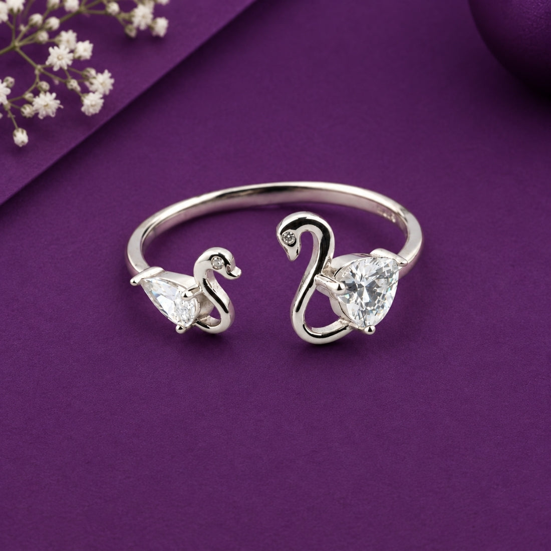 Twin Swan Toi et Moi 925 Silver Ring
