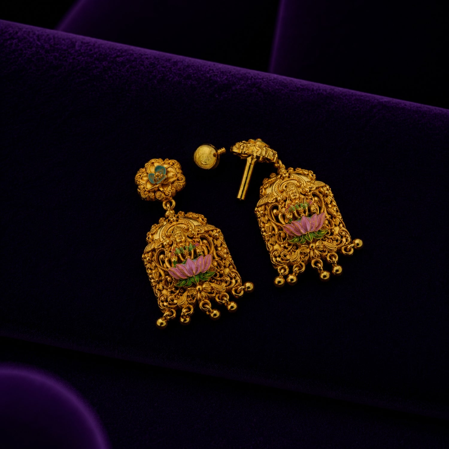 The Rajamudra Lakshmi Lotus Jhumka