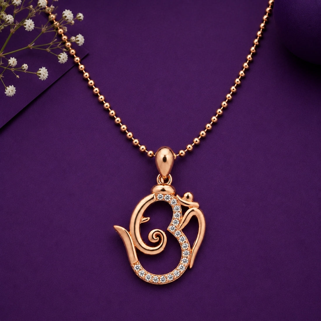 The Divine Ganesha Omkar 925 Silver Rose Gold Pendant