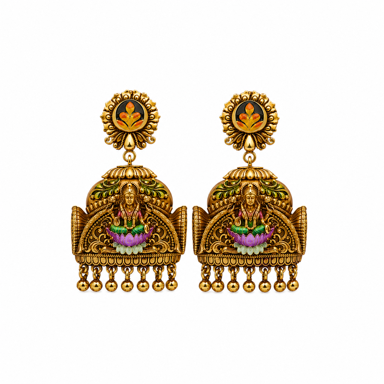 Imperial Gaja Lakshmi Arch Gold-Plated 925 Silver Drops