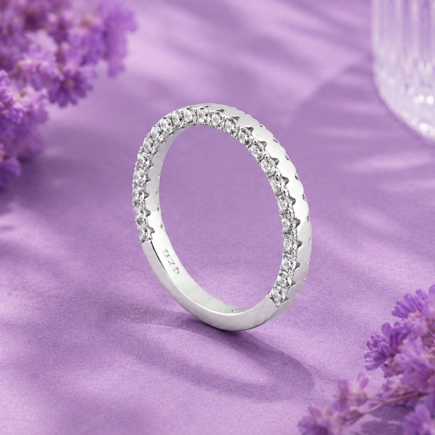 Celestial Whisper Half-Eternity 925 Sterling Silver Ring