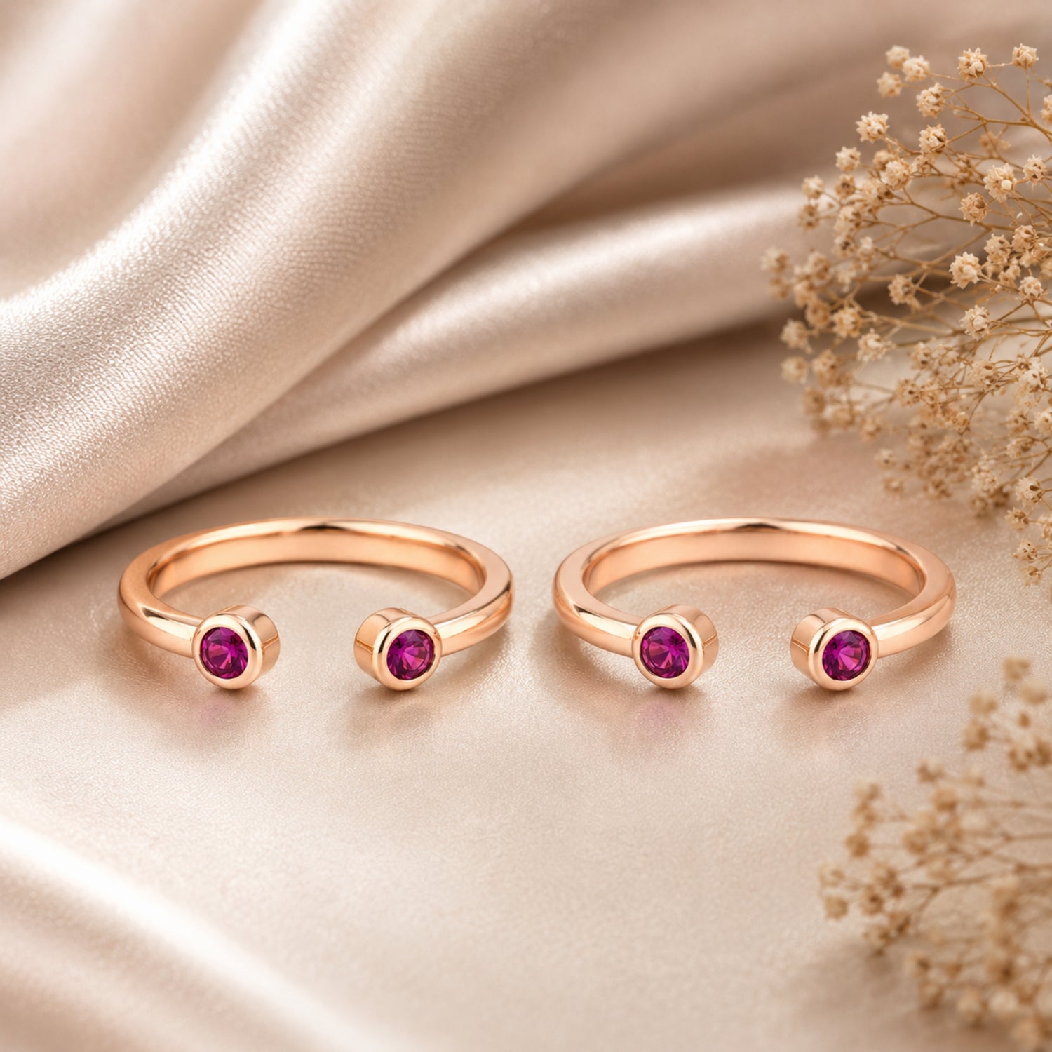 The Crimson Aura Minimalist Toe Ring Pair