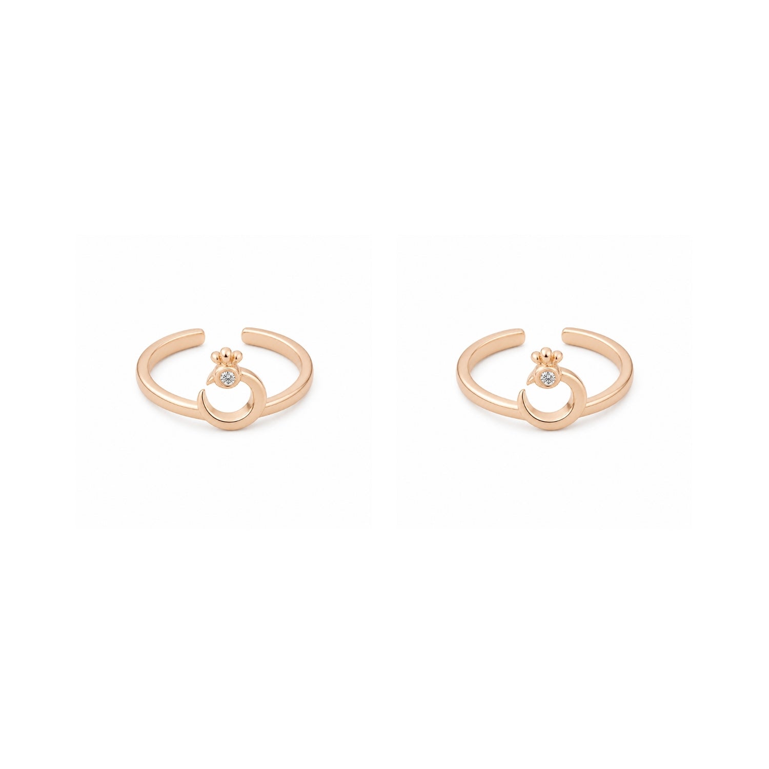 Celestial Tiara Adjustable 925 Silver Rose Gold Toe Rings