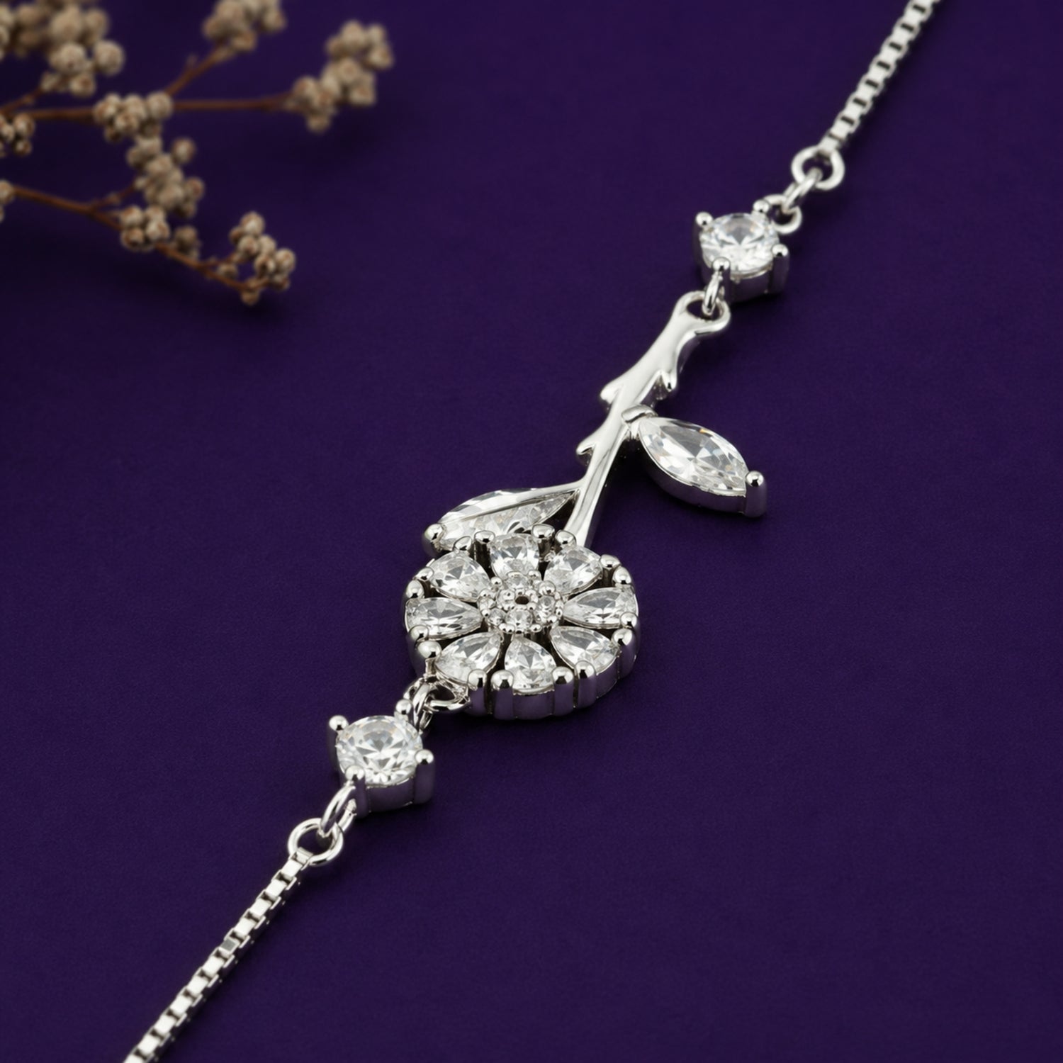 The Celestial Bloom 925 Sterling Silver Charm Bracelet