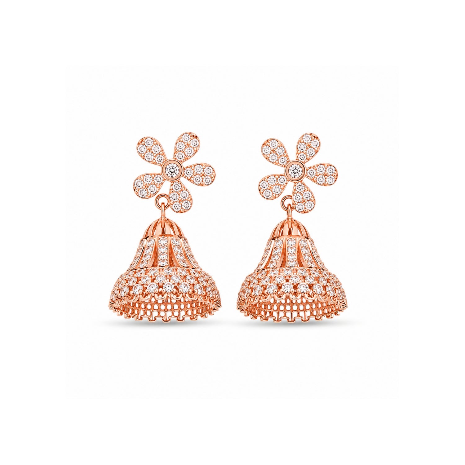 Floral Stud  925 Pure Sterling Silver Jhumka Earrings