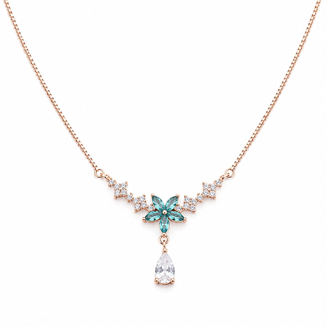 The Teal Blossom Garland Rose 925 Silver Chain