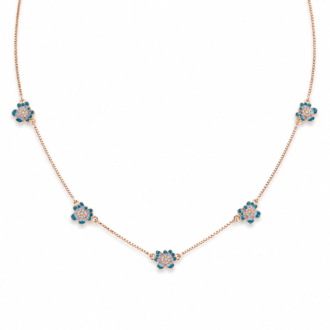 The Azure Blossom Station Rose 925 Silver Chain