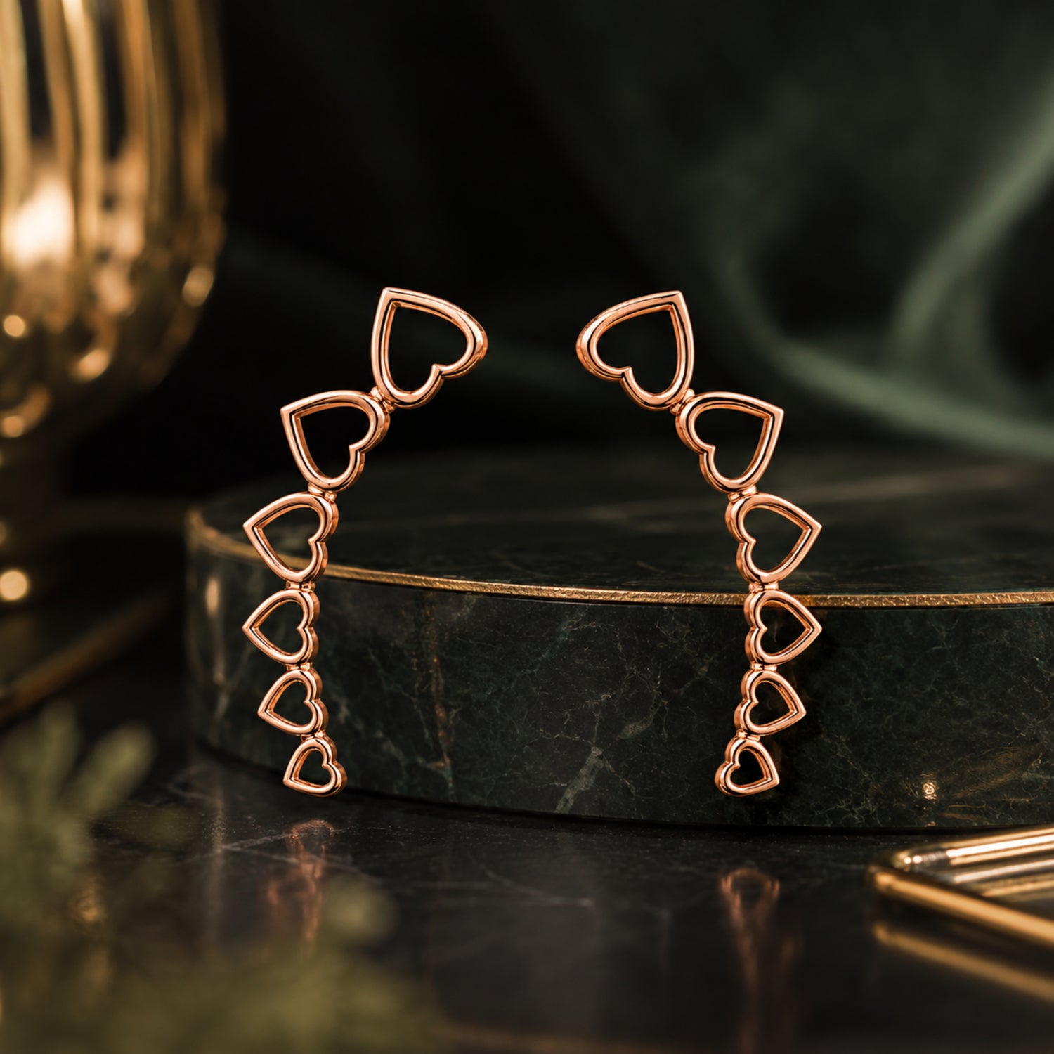Cascading Heart 925 Pure Sterling Silver Ear Climbers