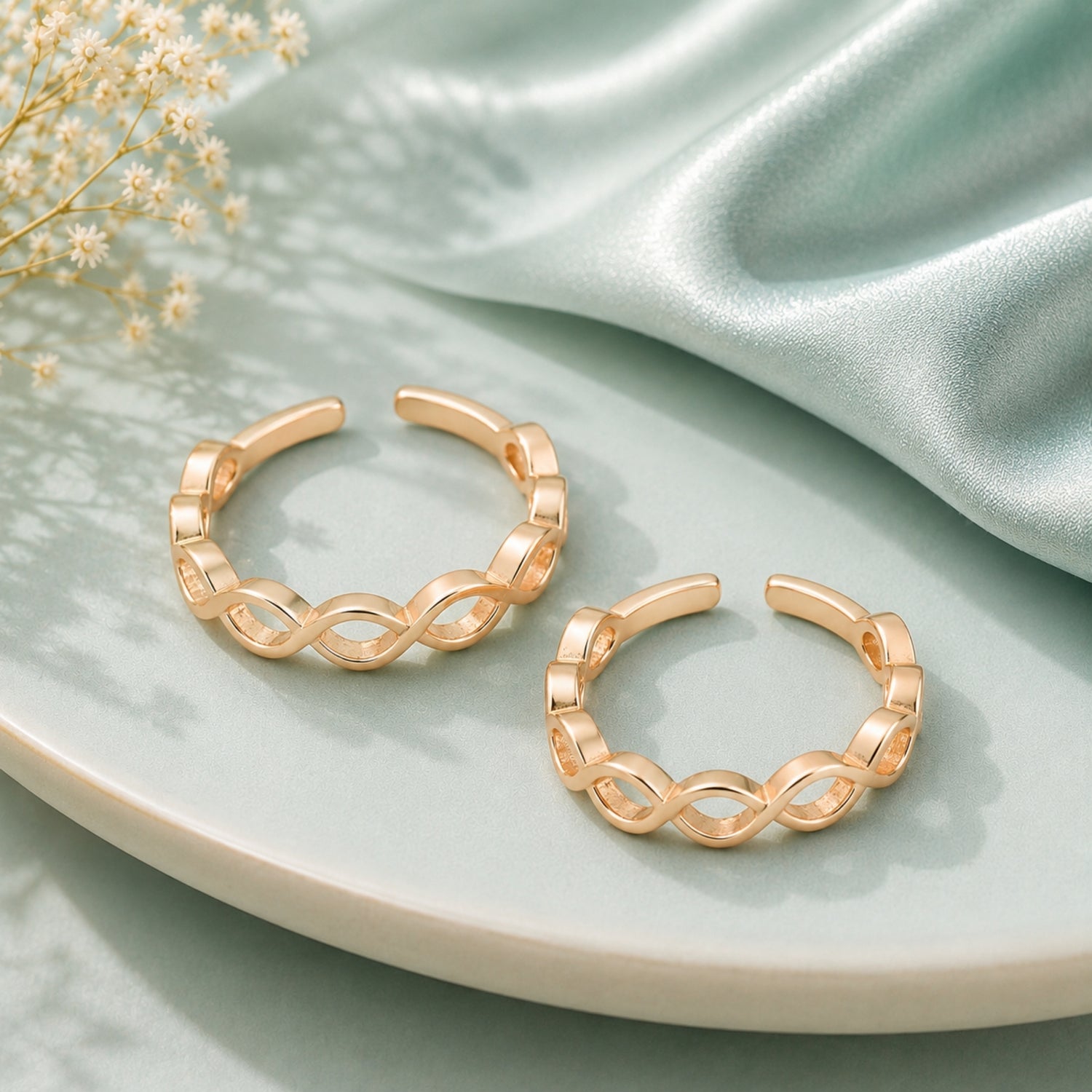 Infinite Grace Adjustable 925 Rose Gold Toe Rings
