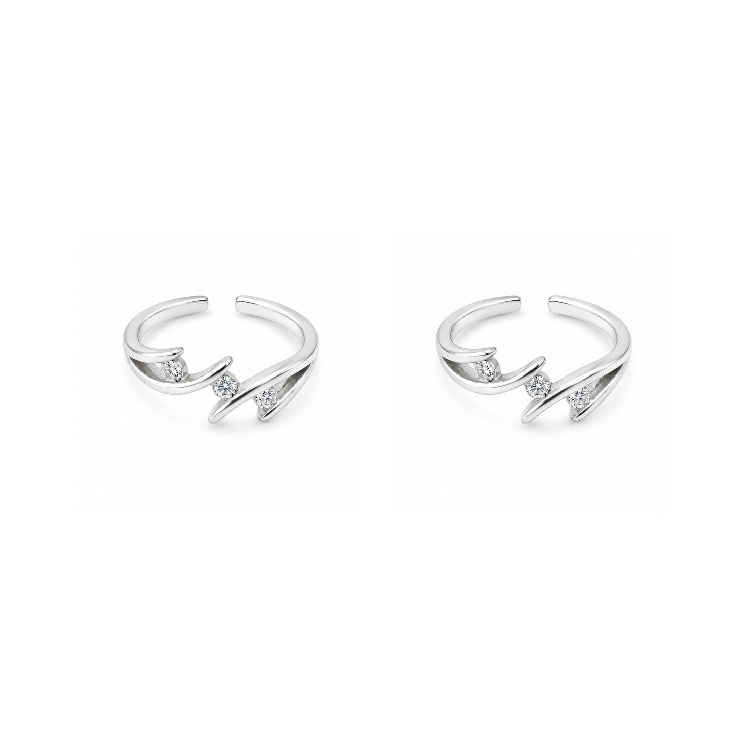 Starlight Wave Adjustable 925 Sterling Silver Toe Rings