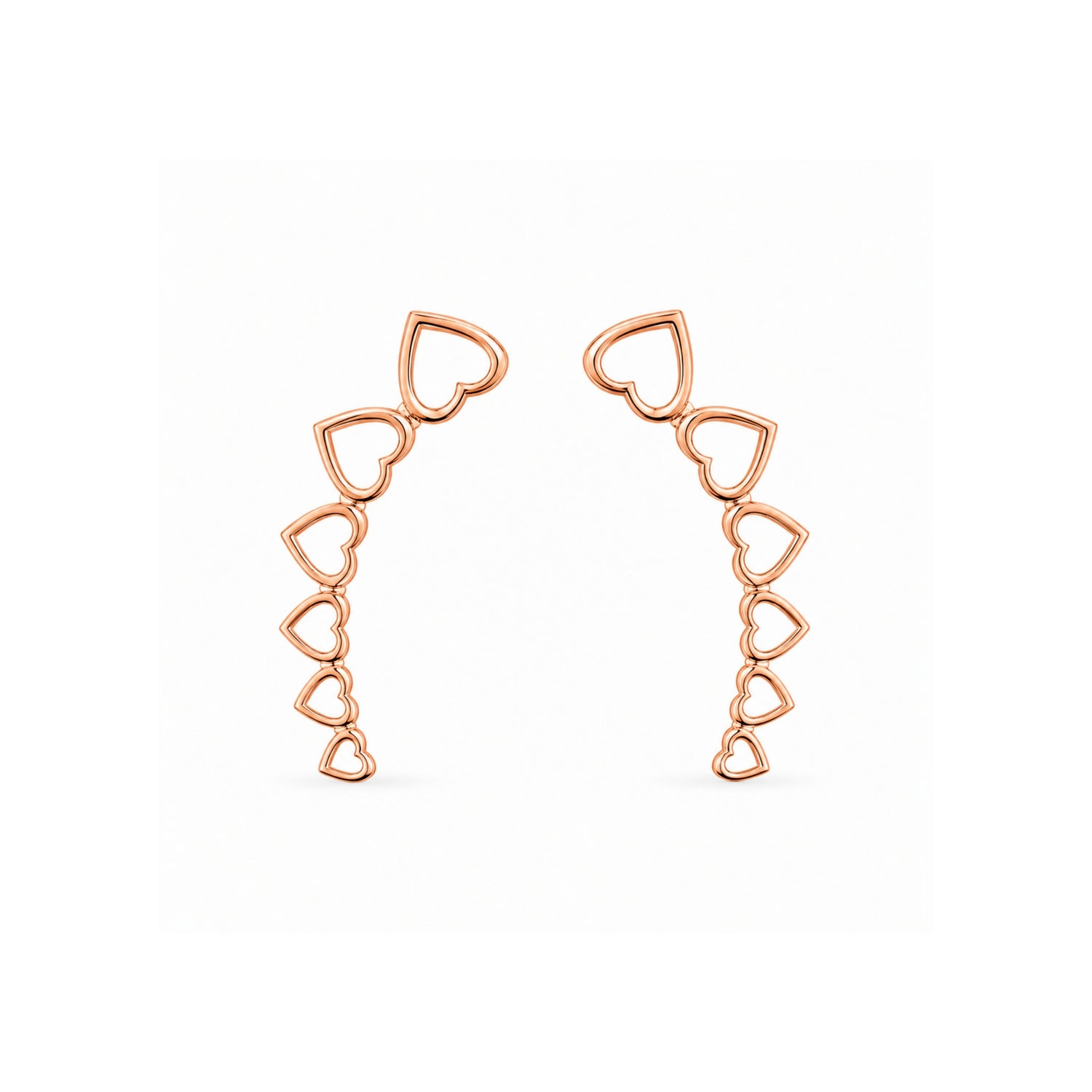 Cascading Heart 925 Pure Sterling Silver Ear Climbers