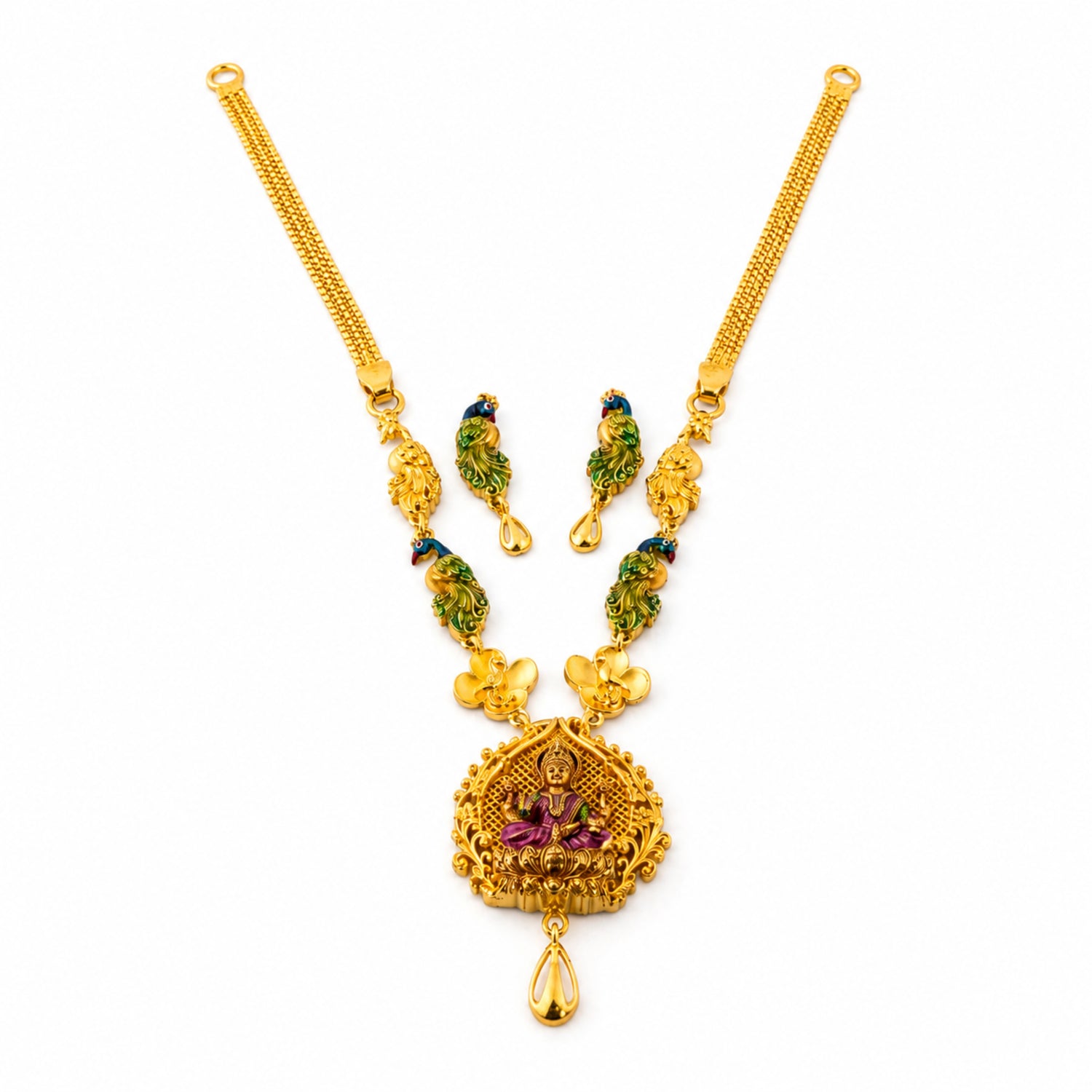 The Ashta Lakshmi Leaf 925 Silver Necklace Set