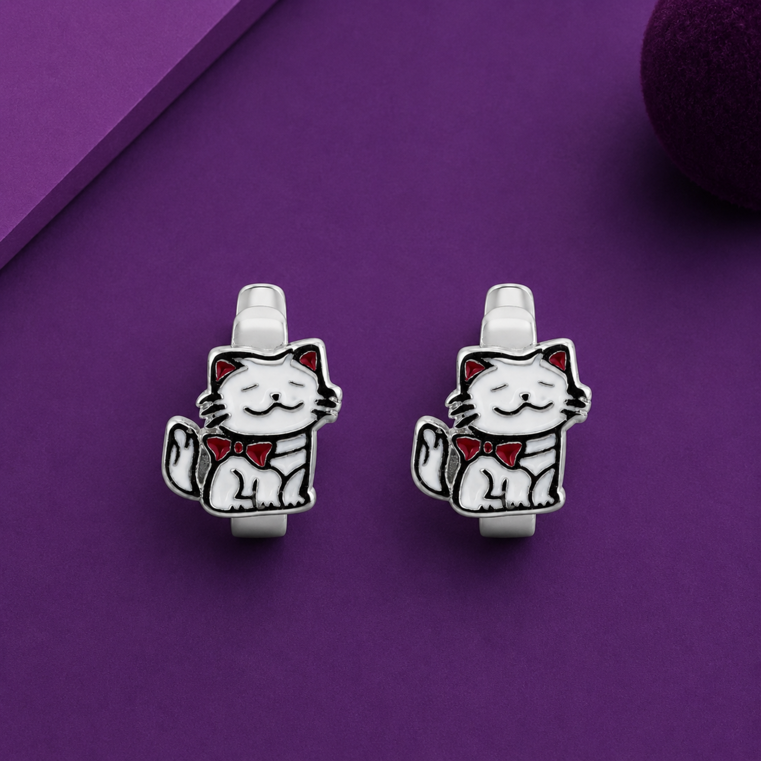 Dapper Kitty 925 Sterling Silver Kids Stud Earrings