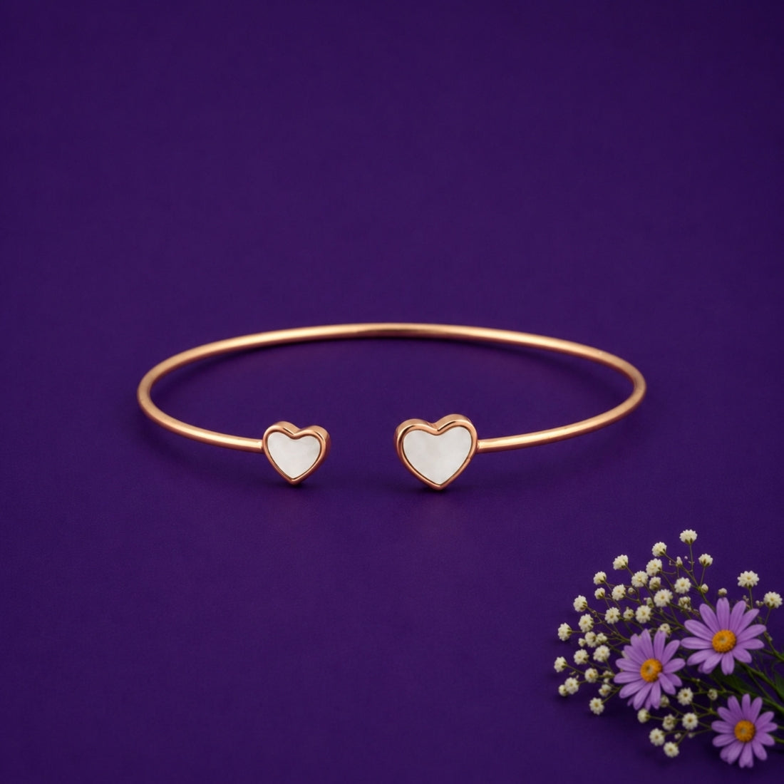 Rose Gold Mother-of-Pearl Heart 925 Silver Kada