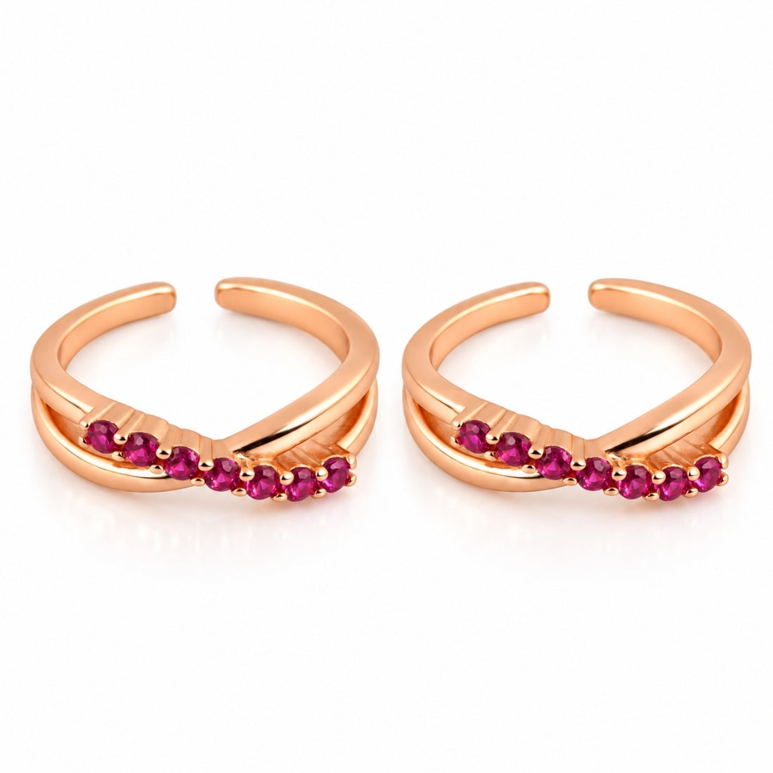 The Ruby Infinity Rose Gold 925 Silver Toe Rings (Pair)