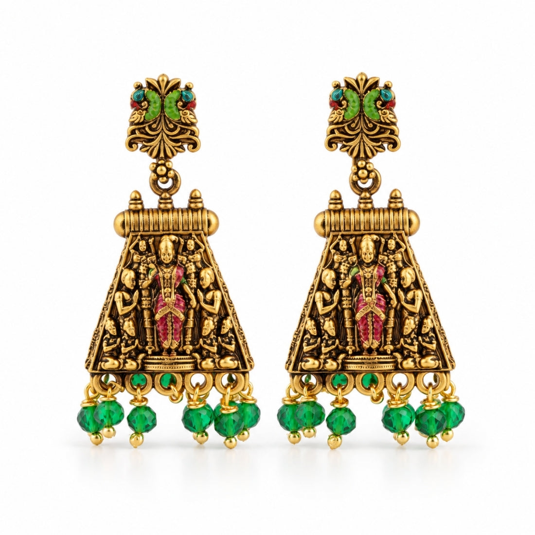 The Devi Utsav Mandapam Enamel Jhumkas