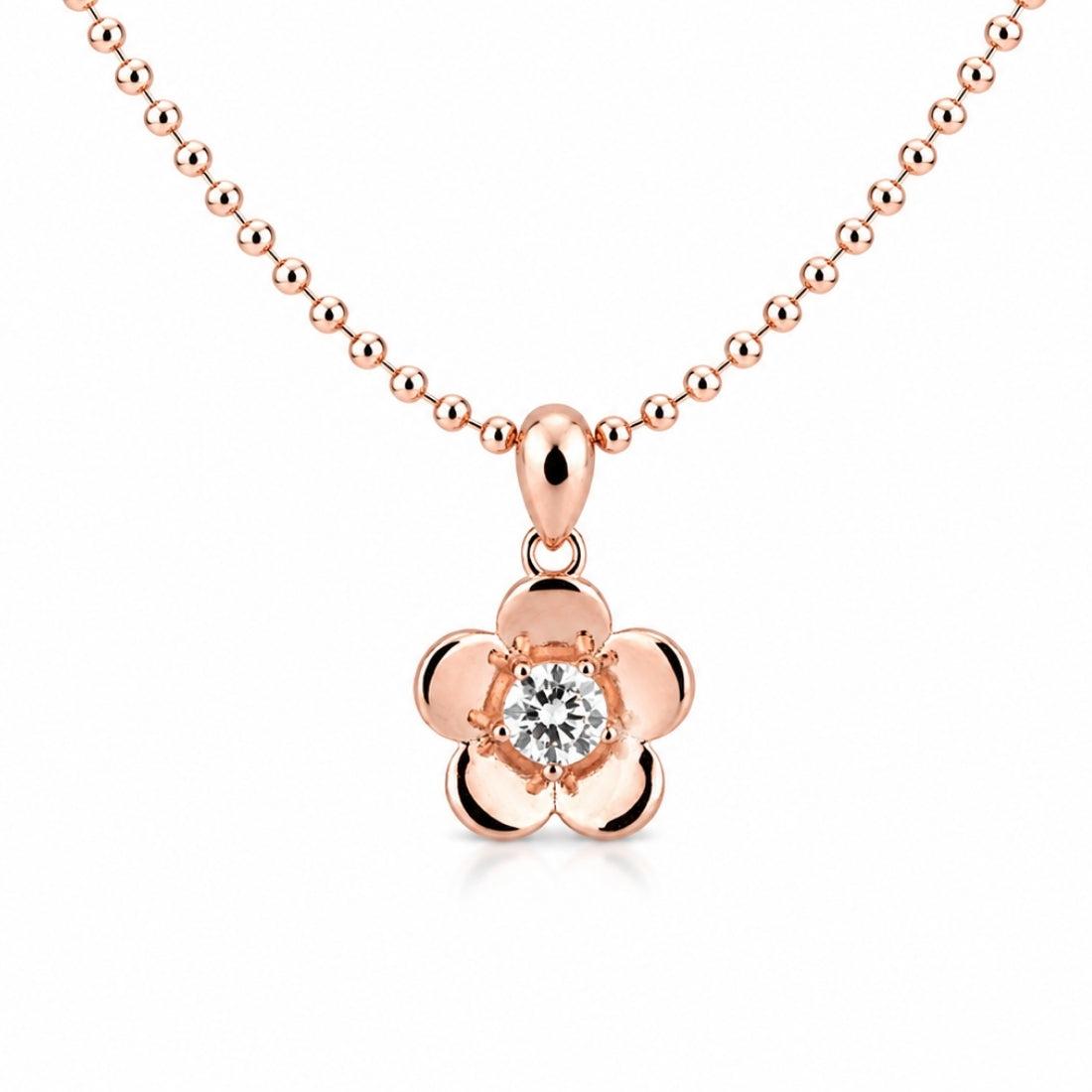 The Solitaire Blossom 925 Silver Rose Gold Pendant