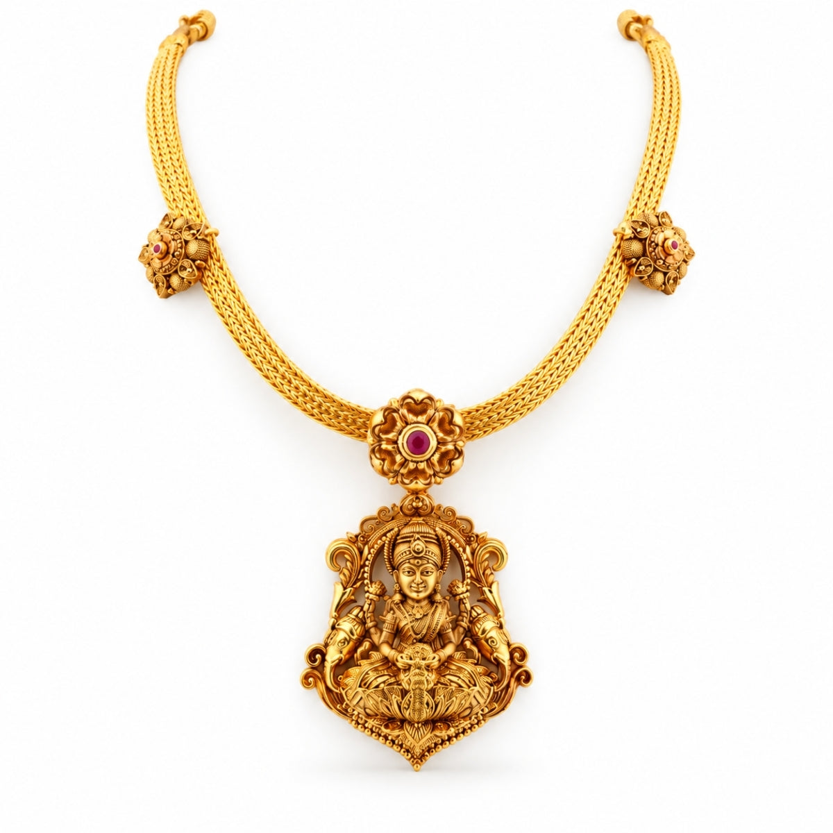 The Ashta Lakshmi Nakshi 925 Gold Plated Silver Haram