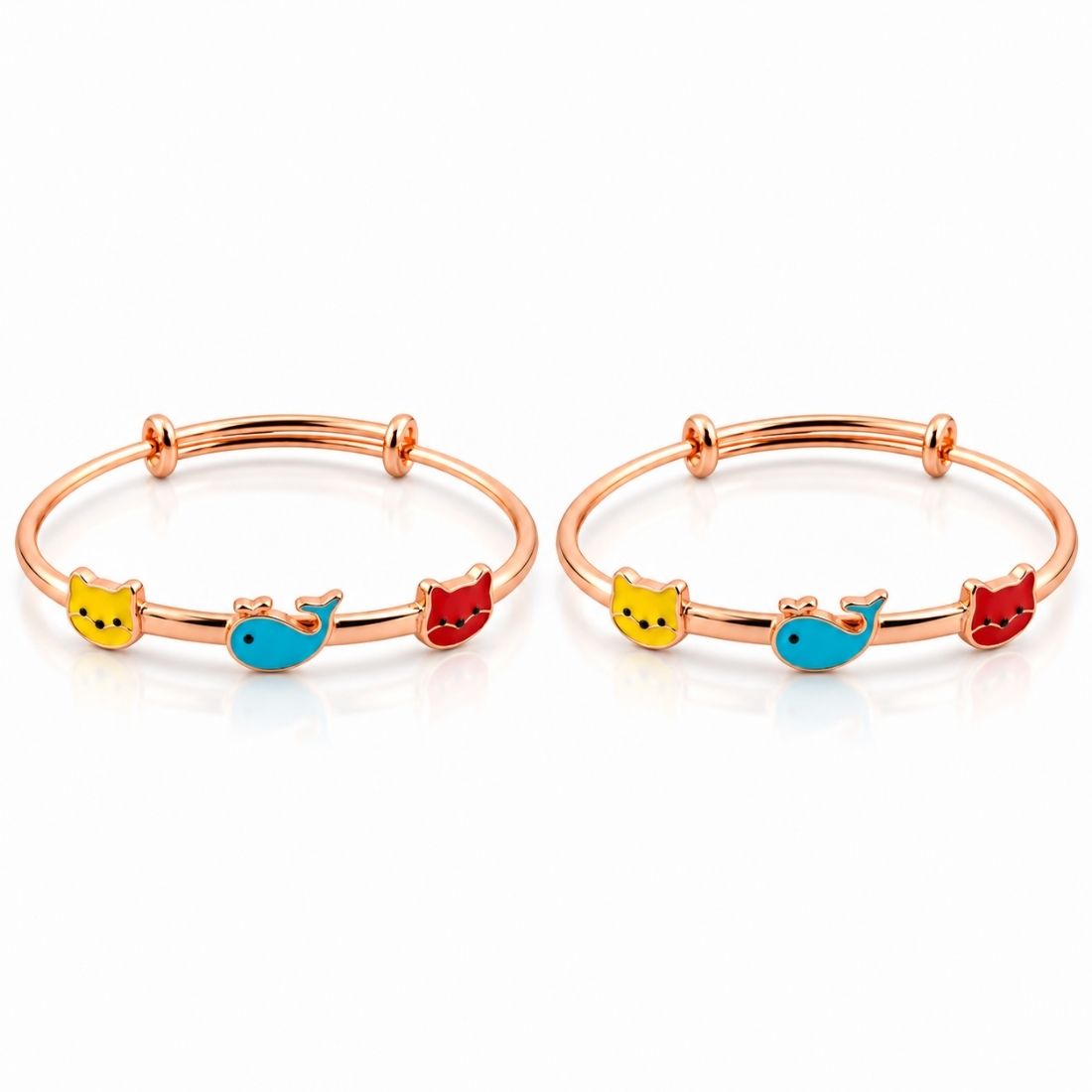Ocean & Friends 925 Sterling Silver Adjustable Kids Kadas (Rose Gold Finish)