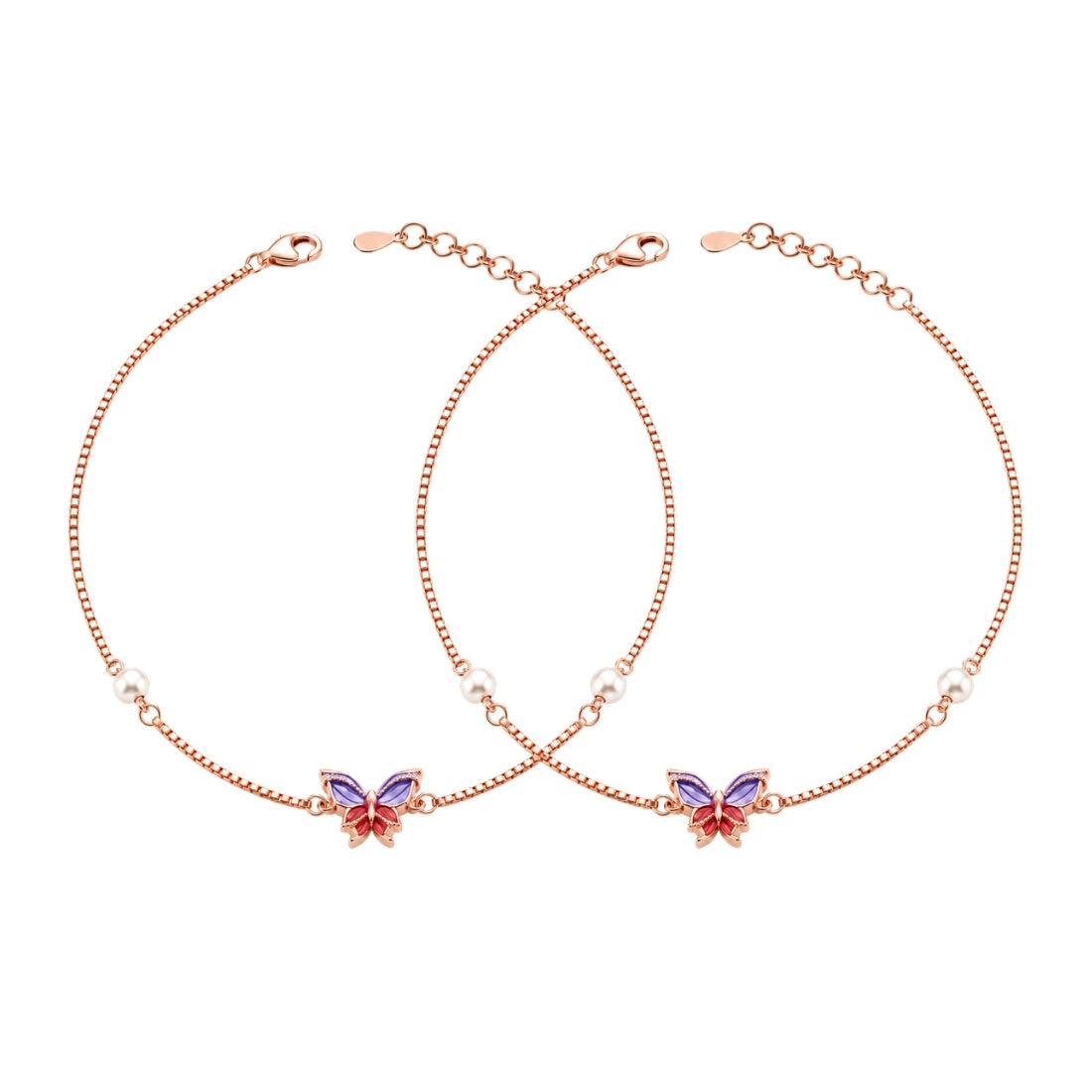 The Twilight Horizon Marquise Crystal Butterfly 925 Sterling Silver Anklets