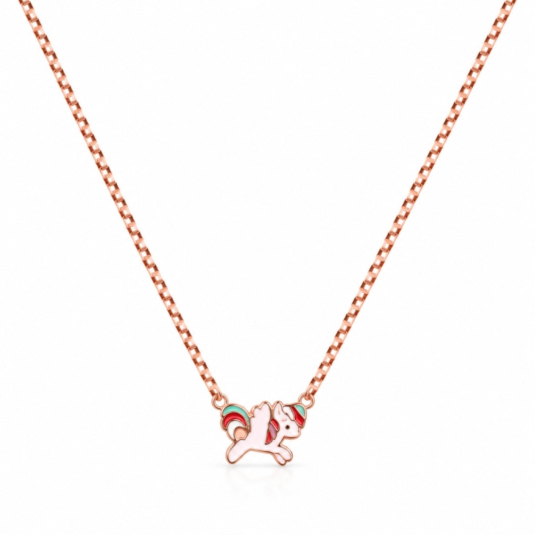 The Rainbow Mane Unicorn 925 Silver Rose Gold Chain