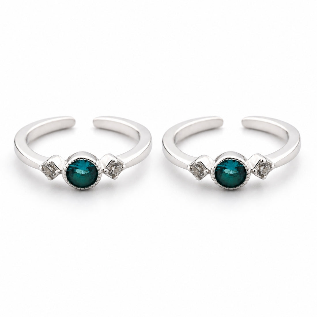 Azure Harmony Adjustable Silver Toe Rings
