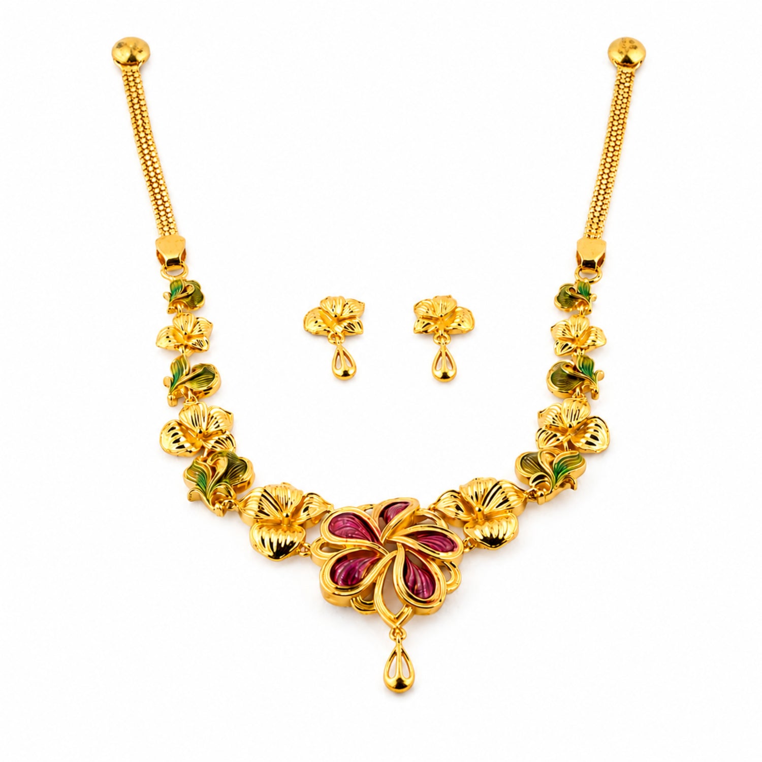 The Gulika Blossom 925 Silver Necklace Set