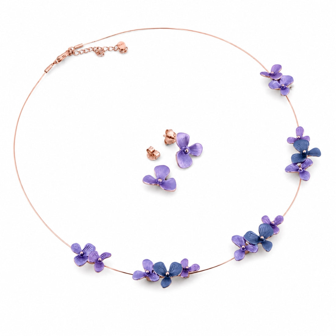 The Wisteria Floating Petal Illusion 925 Silver Necklace Set