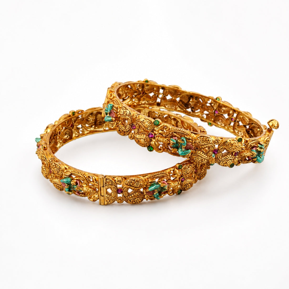 The Visuddha Antique Gold-Plated 925 Silver Nakshi Bangles