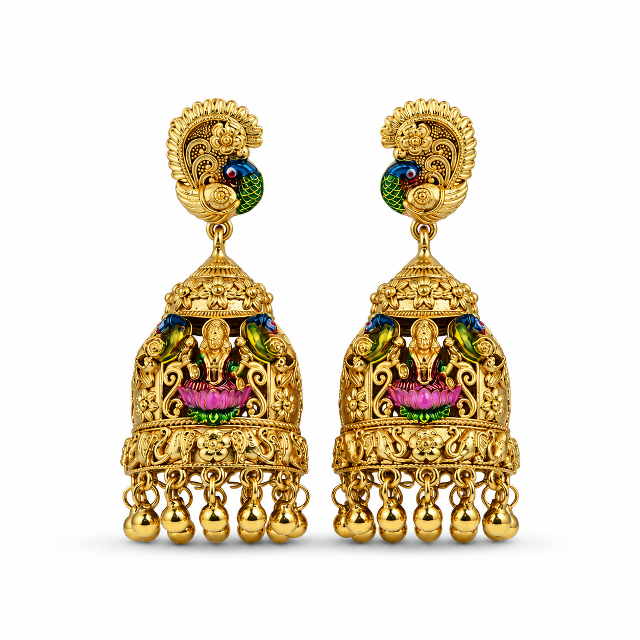 Mayura Royal 925 Silver Gold-Plated Jhumka