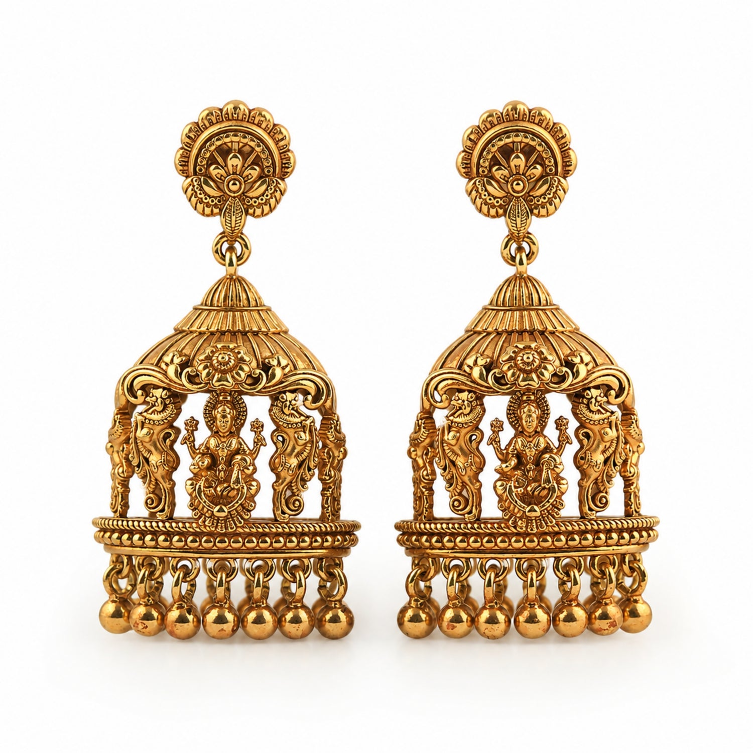 Divine Lakshmi Antique Nakshi Jhumka Earrings