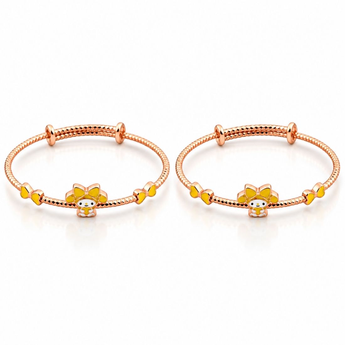 My Melody Playful Bow Adjustable Kids Kada Bangle (925 Sterling Silver in Rose Gold Polish)