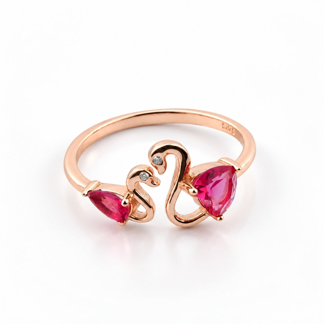 Twin Swan Toi et Moi 925 Silver Ring