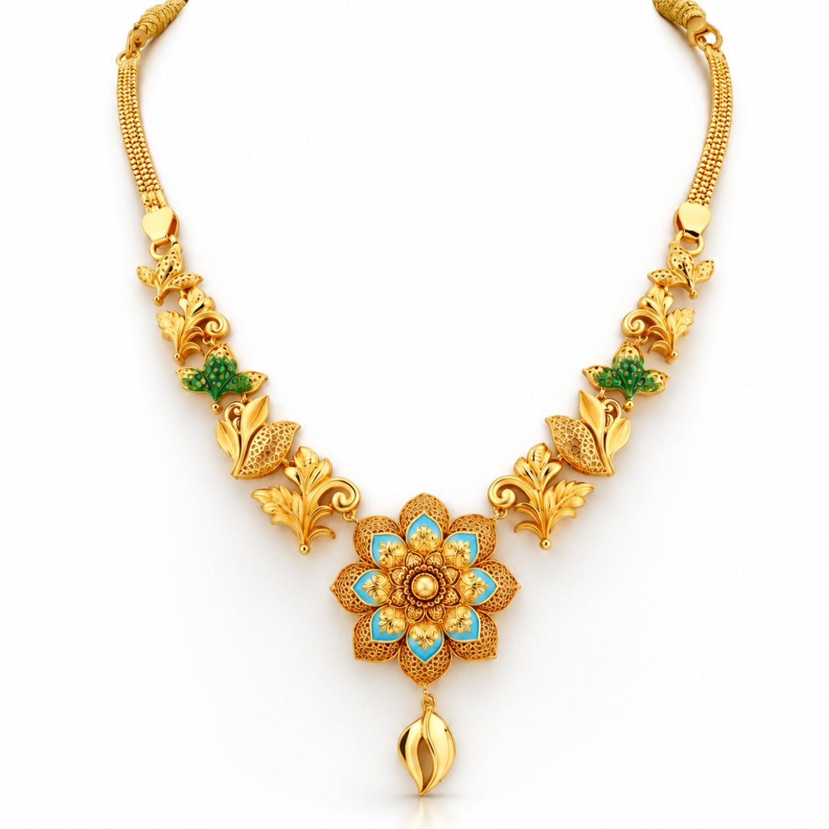The Imperial Bloom Turquoise Meenakari 925 Silver Gold-Plated Necklace