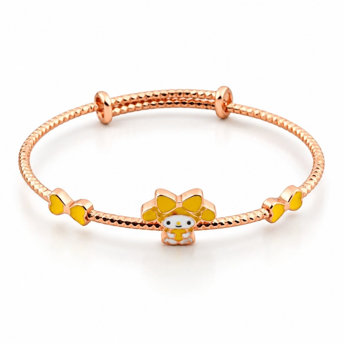 My Melody Playful Bow Adjustable Kids Kada Bangle (925 Sterling Silver in Rose Gold Polish)