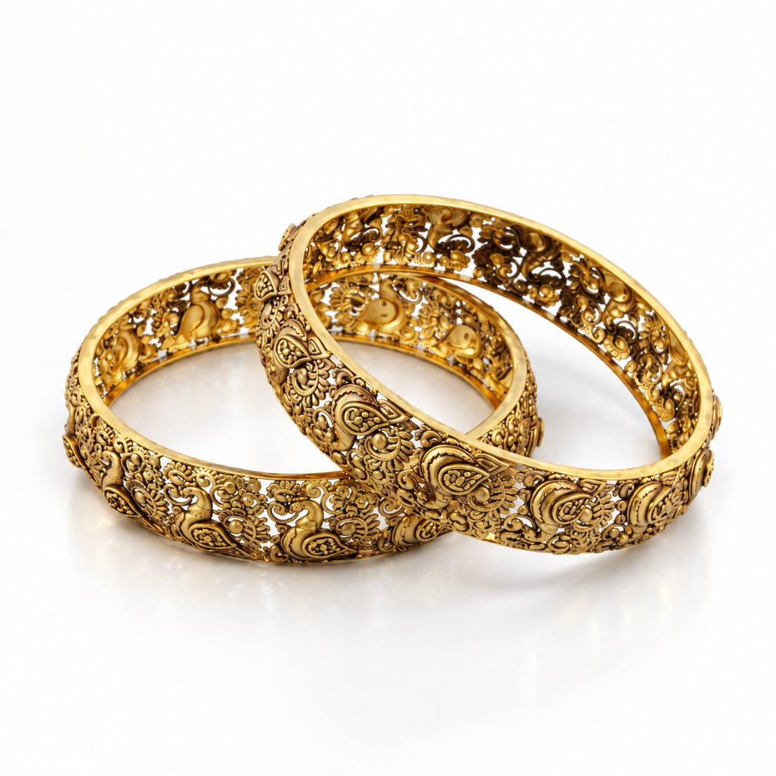 The Mayura Heritage 925 Silver Antique Gold Plated Bangles