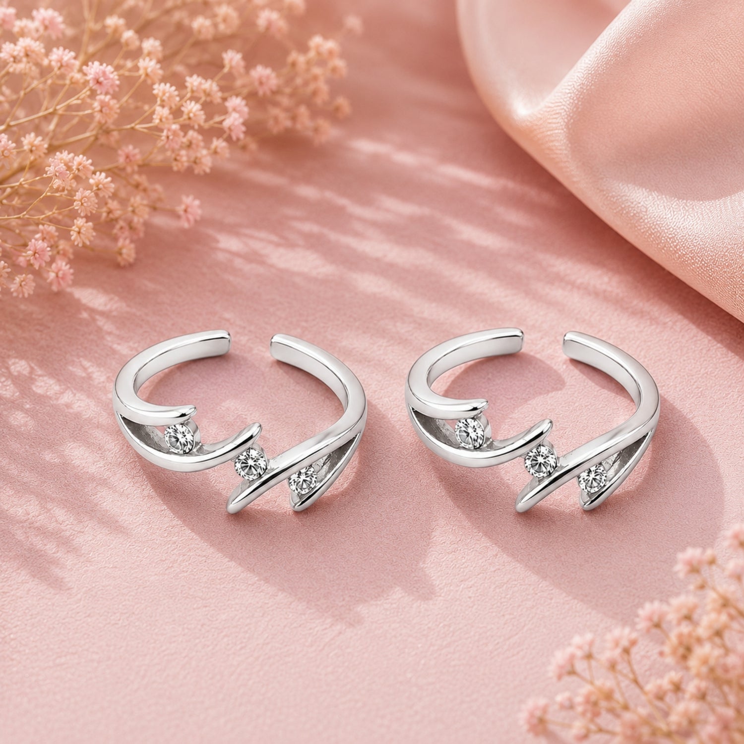Starlight Wave Adjustable 925 Sterling Silver Toe Rings