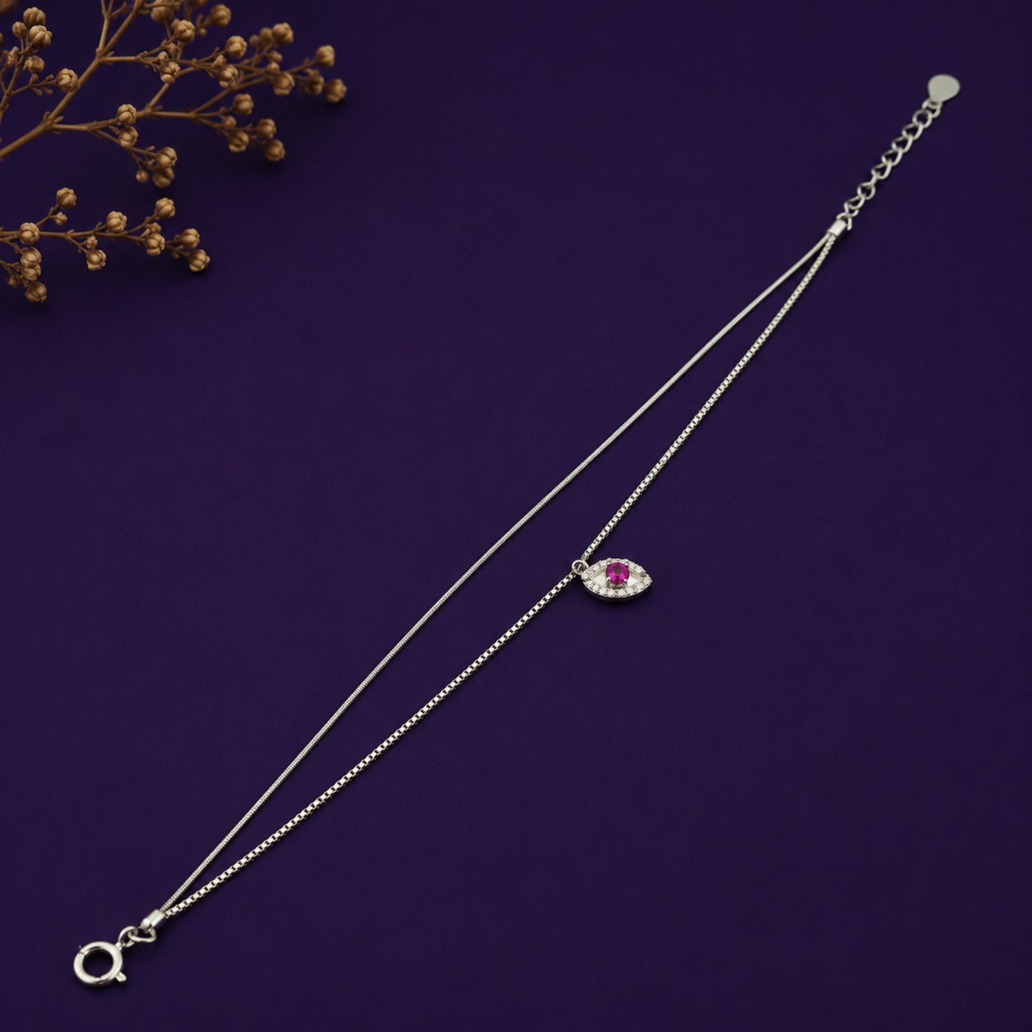 The Mystic Crimson Evil Eye 925 Sterling Silver Layered Bracelet
