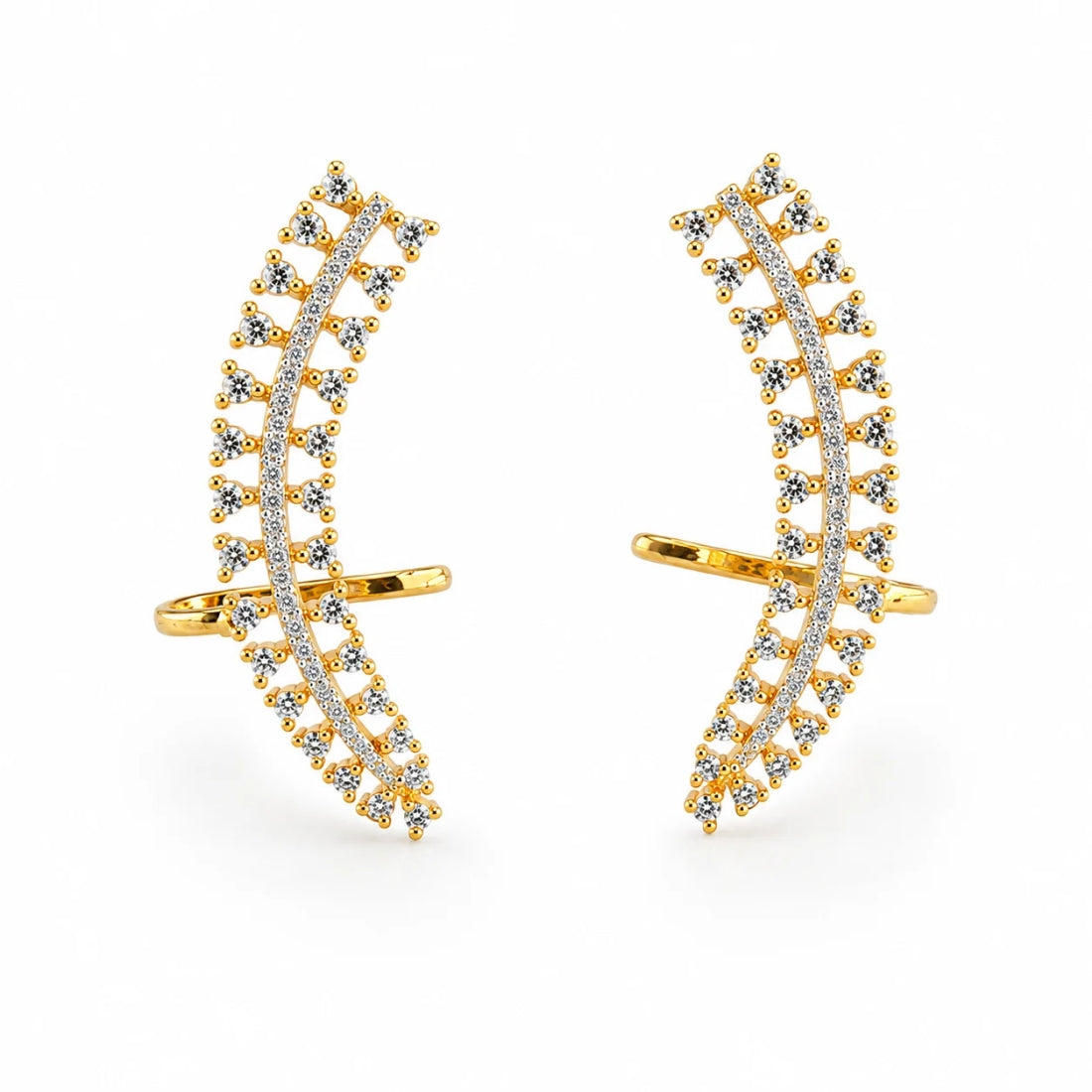 Geometric Luminary 925 Sterling Silver Chevron Ear Climbers
