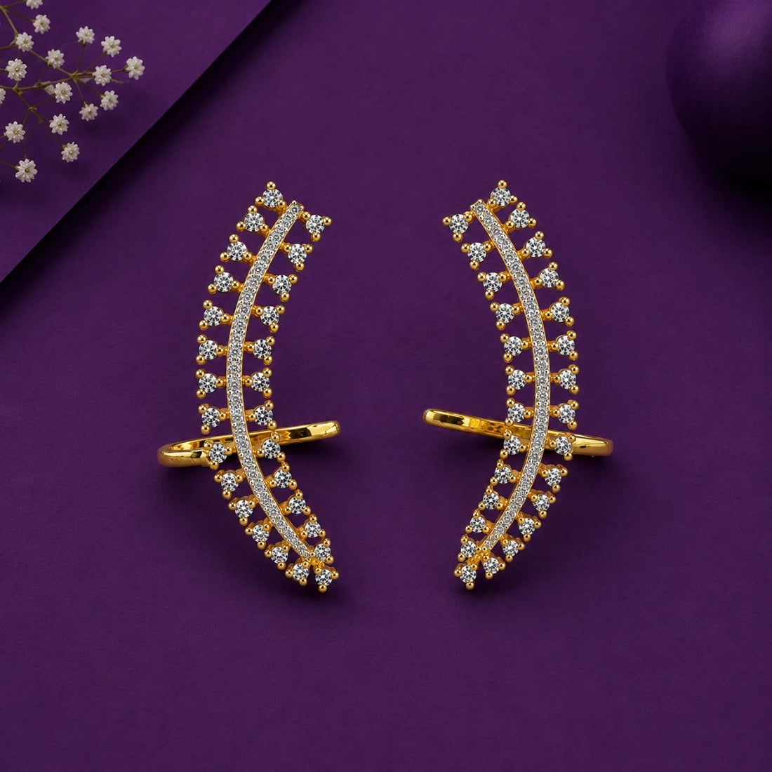 Geometric Luminary 925 Sterling Silver Chevron Ear Climbers