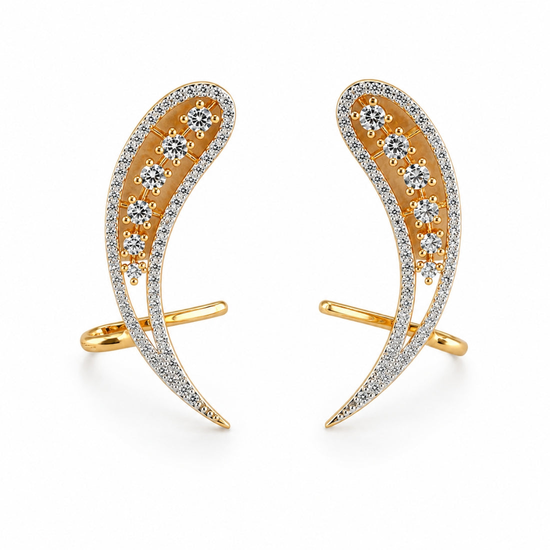 Royal Paisley 925 Sterling Silver Starburst Ear Climber Cuffs
