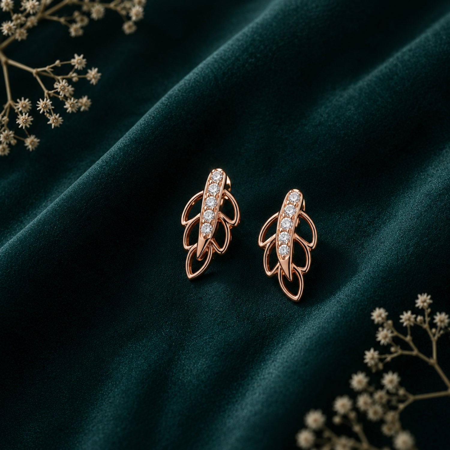 Leaf Pattern  925 Pure Sterling Silver Stud