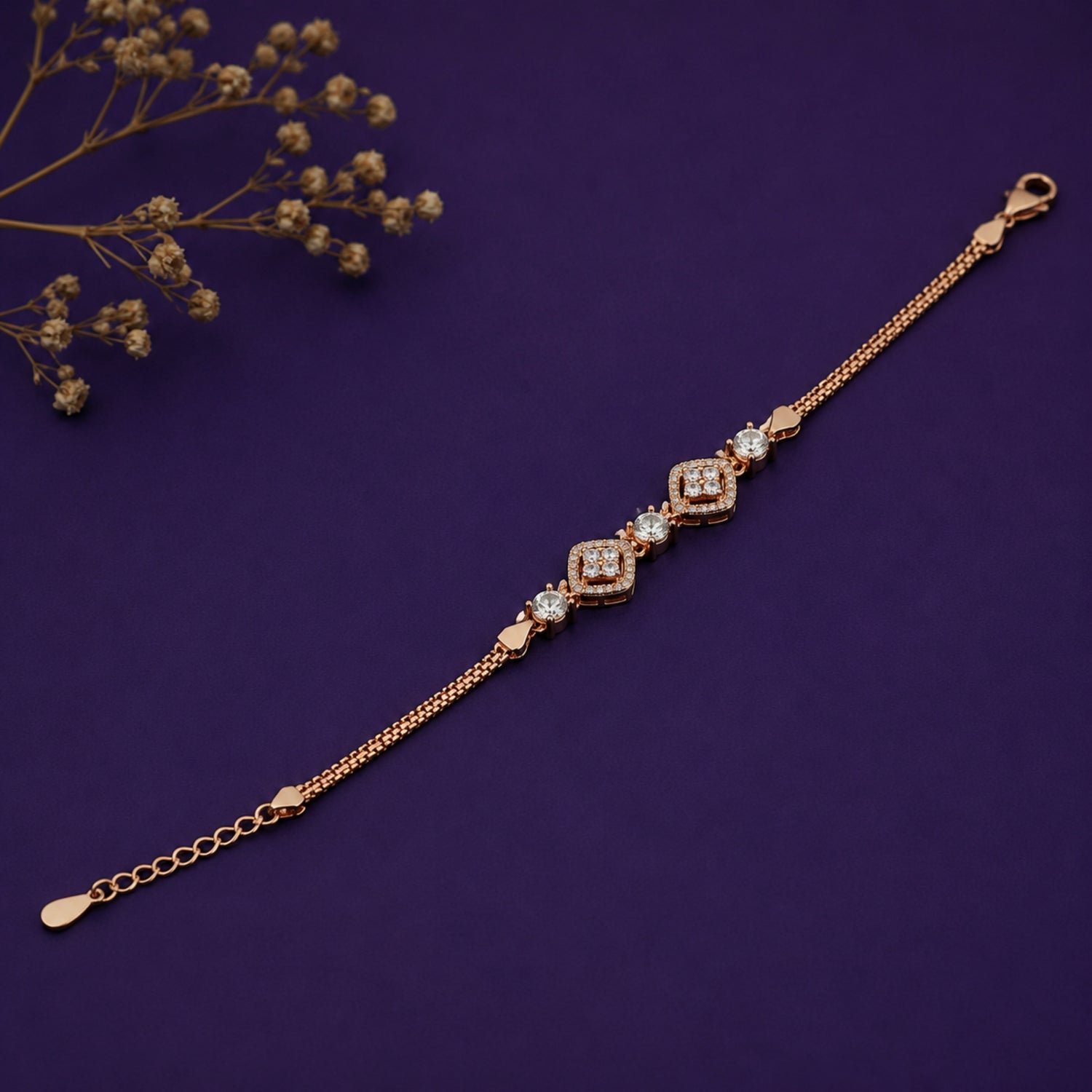 The Regal Clover Quad-Stone Sterling Silver Bracelet