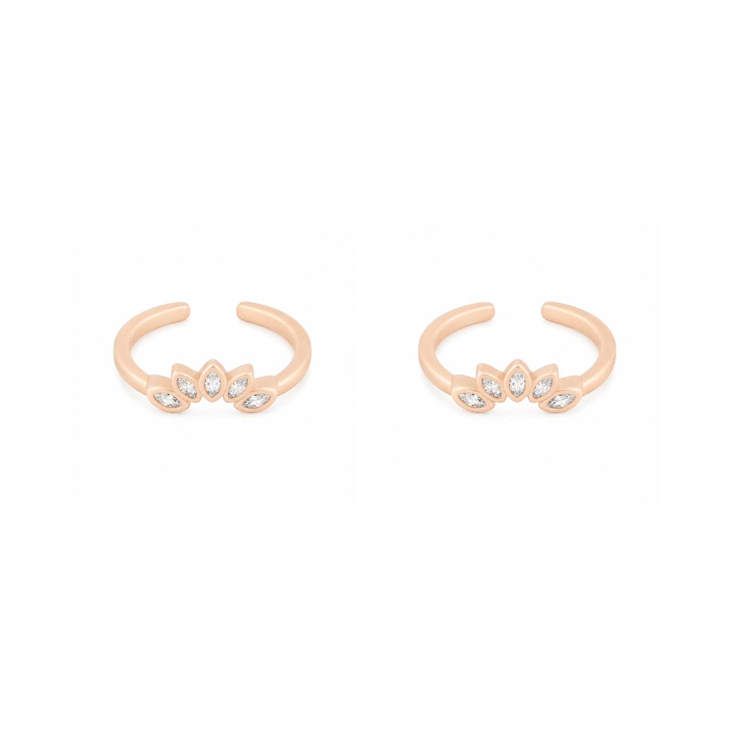 Imperial Lotus Crown Adjustable 925 Silver Rose Gold Toe Rings