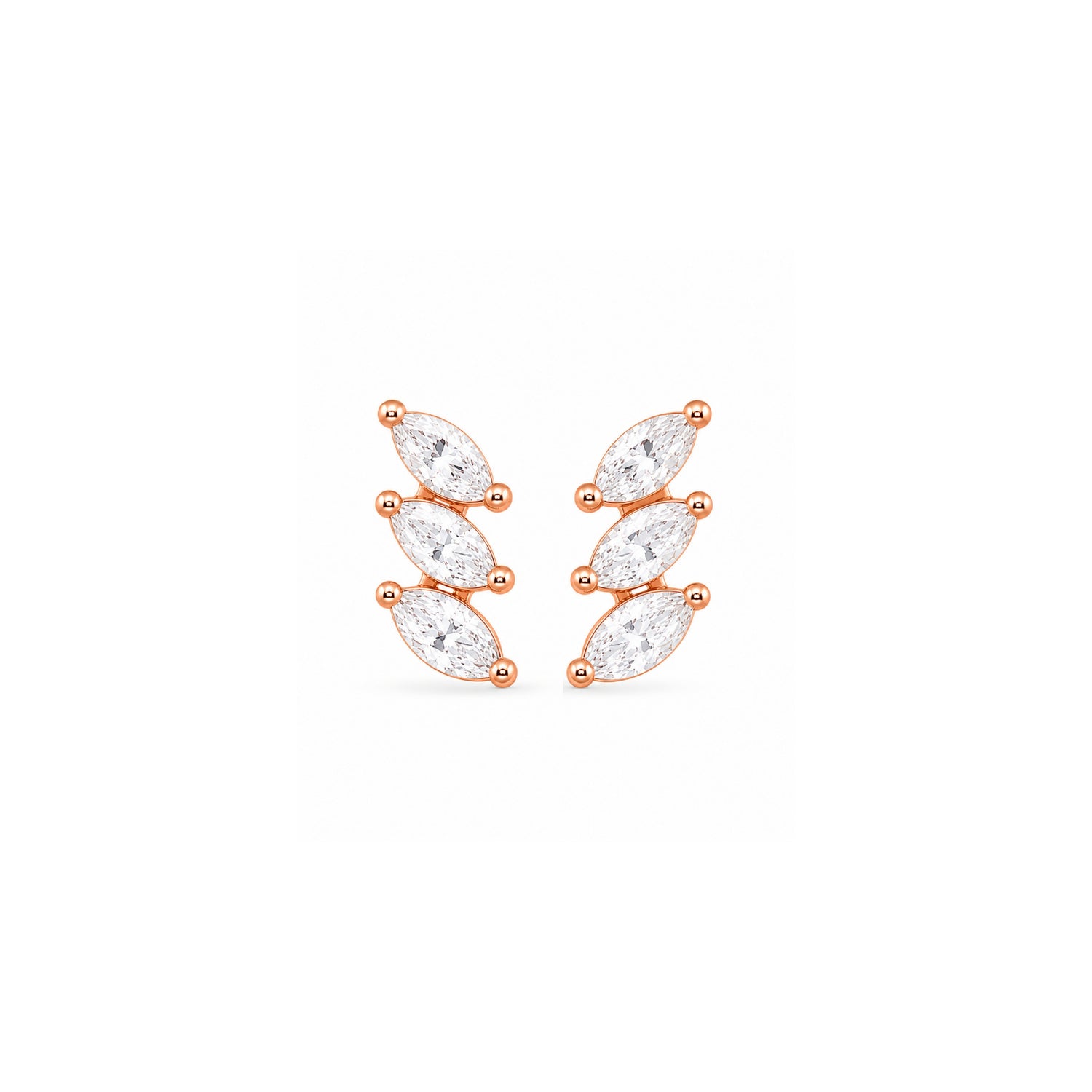 Triple Marquise Cluster 925 Pure Sterling Silver Stud