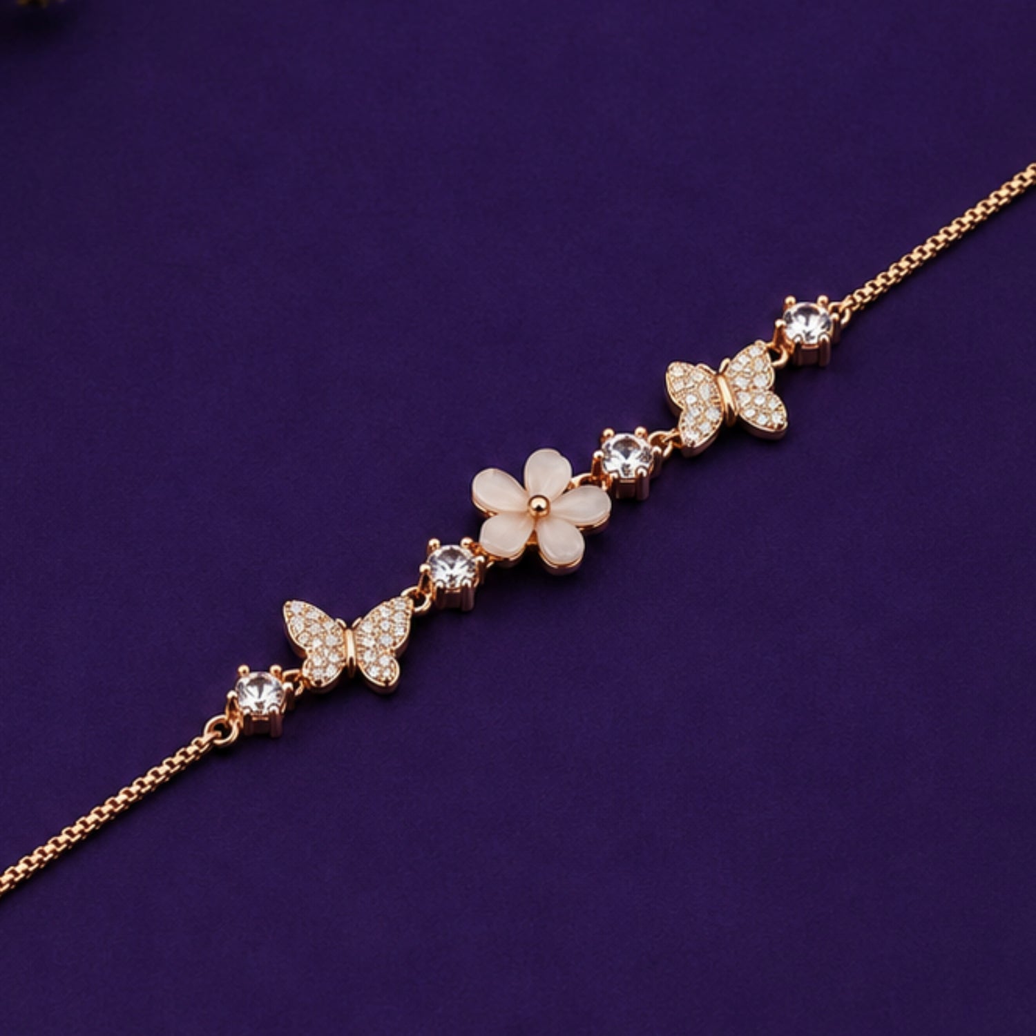 925 sterling silver butterfly and flower bracelet