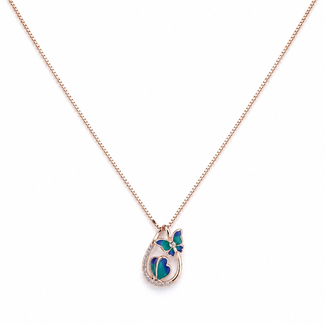 The Monarch Teardrop Ombre Butterfly Rose 925 Silver Chain