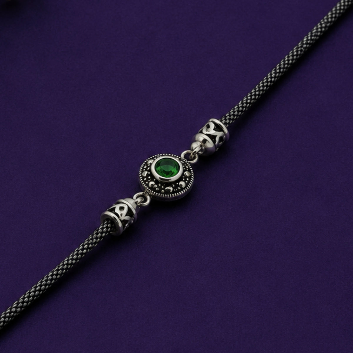 The Verdant Horizon Oxidized Silver Bracelet